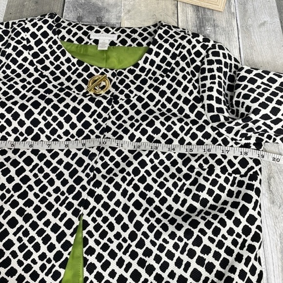 NWT Charter Club black & white open front jacket. Long sleeves. Lime green lined - Picture 8 of 13
